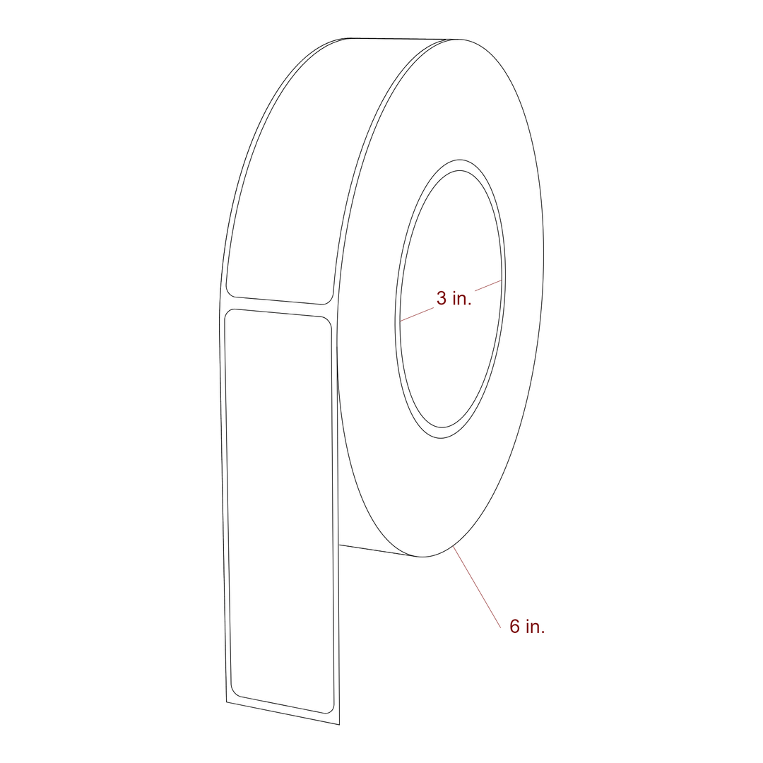 1.25 Inch x 4.25 Inch Rectangle Inkjet Label Roll - 3 Inch Core - 6 Inch Roll OD - 3D Perspective