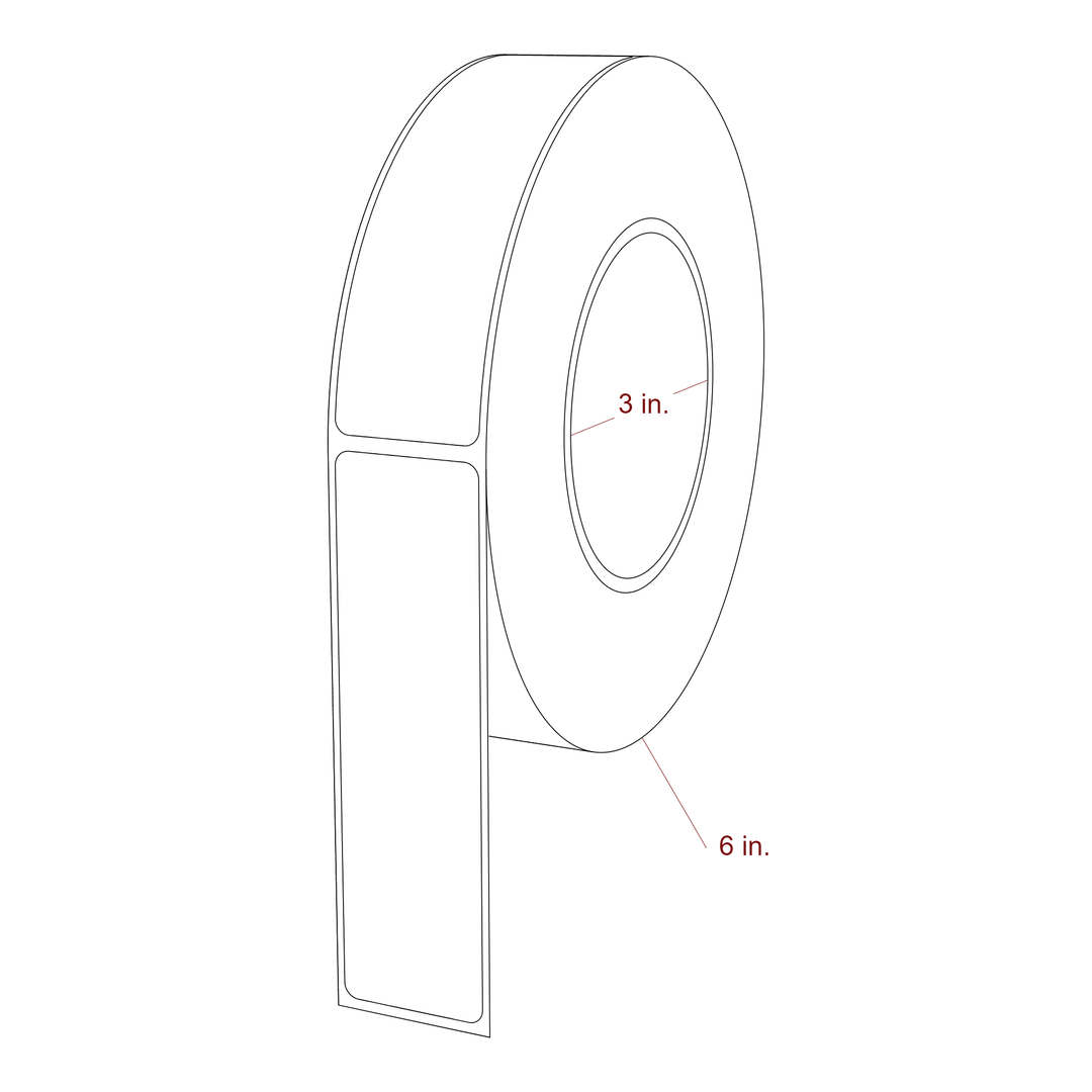 1.25 Inch x 4.5 Inch Rectangle Inkjet Label Roll - 3 Inch Core - 6 Inch Roll OD - 3D Perspective