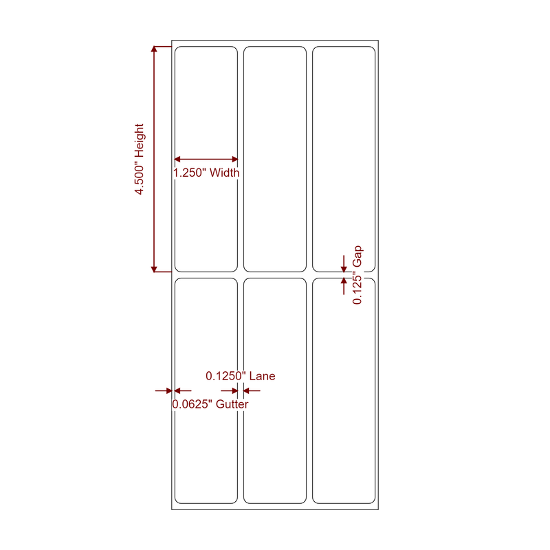 1.25" x 4.5" Inkjet Label Rolls | 3-Up | Fits Epson ColorWorks & Primera - Label Diagram