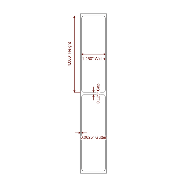 1.25" x 4" Rectangle Roll for Epson ColorWorks & Primera Printers; 1.25" x 4" Rectangle Label Diagram