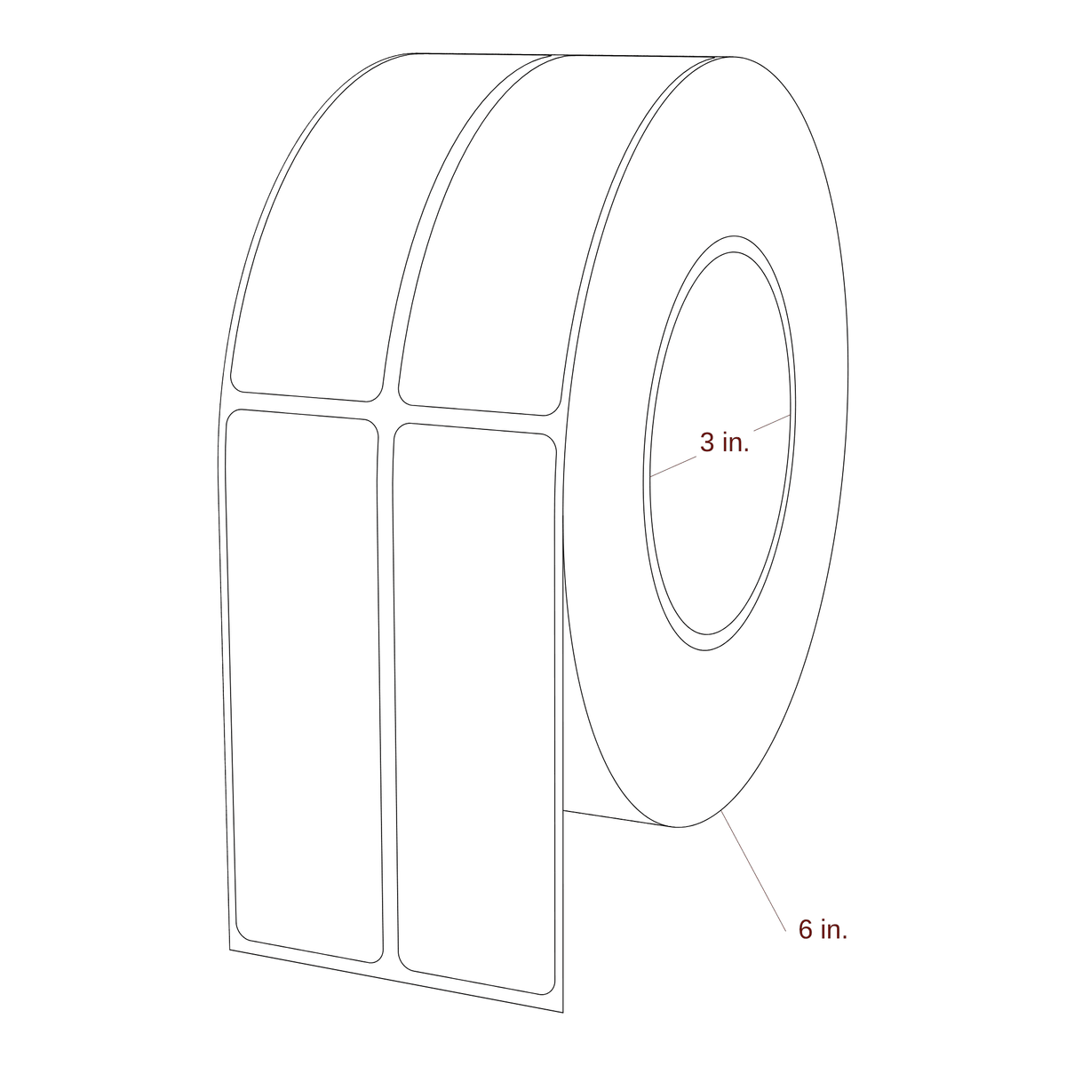 1.25" x 4" Rectangle Roll for Epson ColorWorks & Primera Printers; 1.25" x 4" Rectangle Label Diagram
