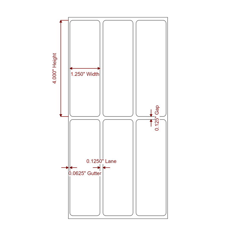 1.25" x 4" Inkjet Label Rolls | 3-Up | Fits Epson ColorWorks & Primera - Label Diagram