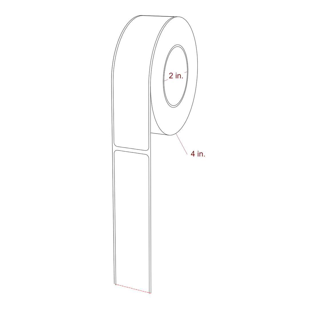 1.25 Inch x 5.25 Inch Rectangle Inkjet Label Roll - 2 Inch Core - 4 Inch Roll OD - 3D Perspective