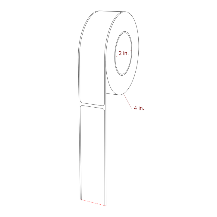 1.25 Inch x 5.25 Inch Rectangle Inkjet Label Roll - 2 Inch Core - 4 Inch Roll OD - 3D Perspective
