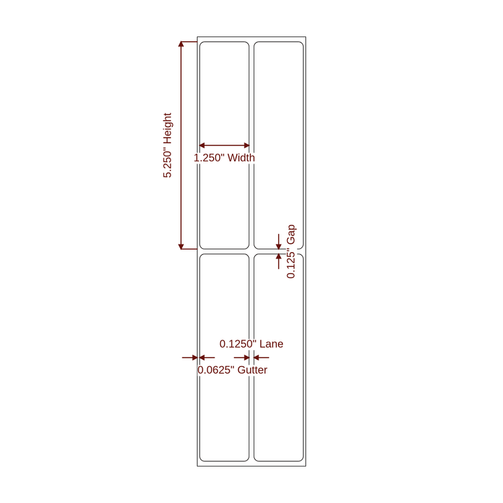 1.25" x 5.25" Rectangle Roll for Epson ColorWorks & Primera Printers; 1.25" x 5.25" Rectangle Label Diagram