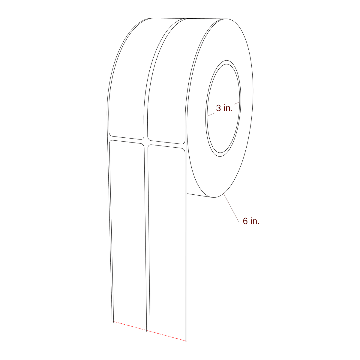 1.25" x 5.25" Rectangle Roll for Epson ColorWorks & Primera Printers; 1.25" x 5.25" Rectangle Label Diagram