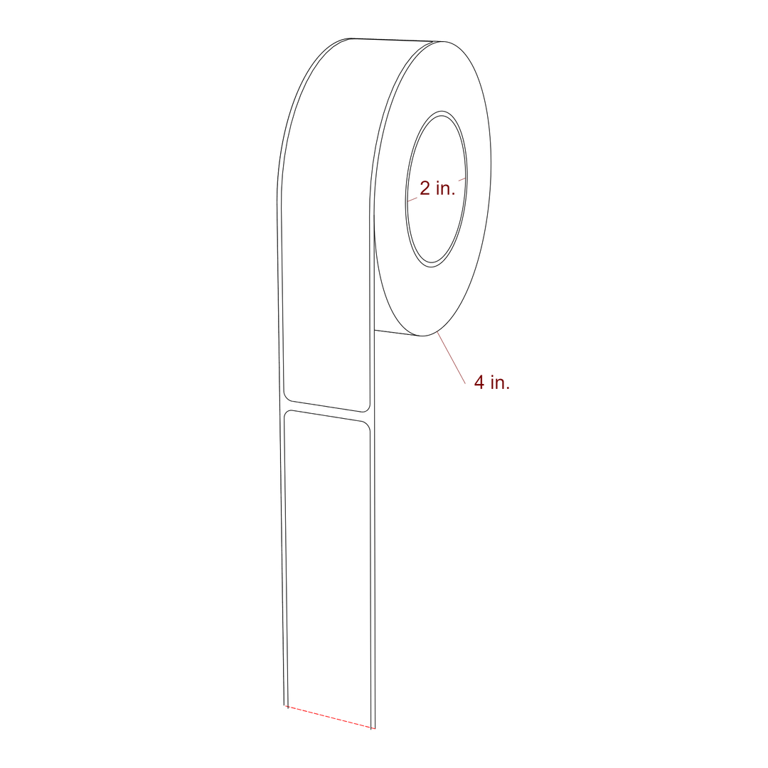 1.25 Inch x 5.75 Inch Rectangle Inkjet Label Roll - 2 Inch Core - 4 Inch Roll OD - 3D Perspective