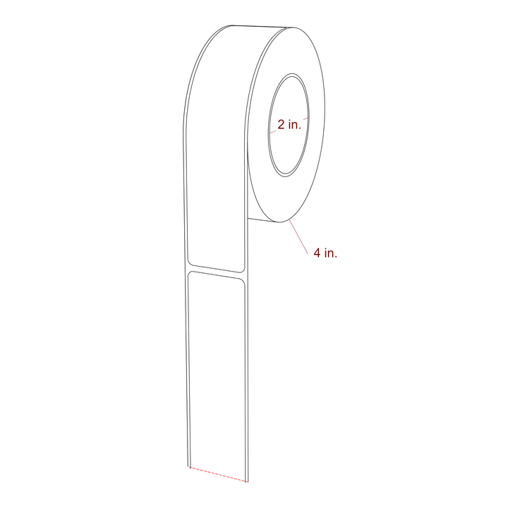 1.25 Inch x 5.75 Inch Rectangle Inkjet Label Roll - 2 Inch Core - 4 Inch Roll OD - 3D Perspective
