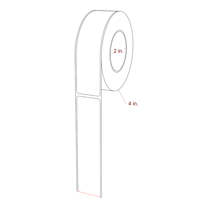 1.25 Inch x 5 Inch Rectangle Inkjet Label Roll - 2 Inch Core - 4 Inch Roll OD - 3D Perspective