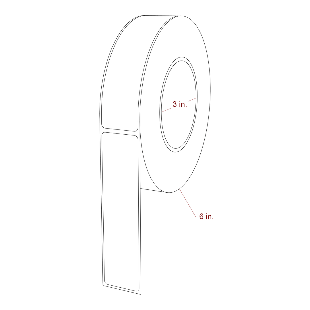 1.25 Inch x 5 Inch Rectangle Inkjet Label Roll - 3 Inch Core - 6 Inch Roll OD - 3D Perspective