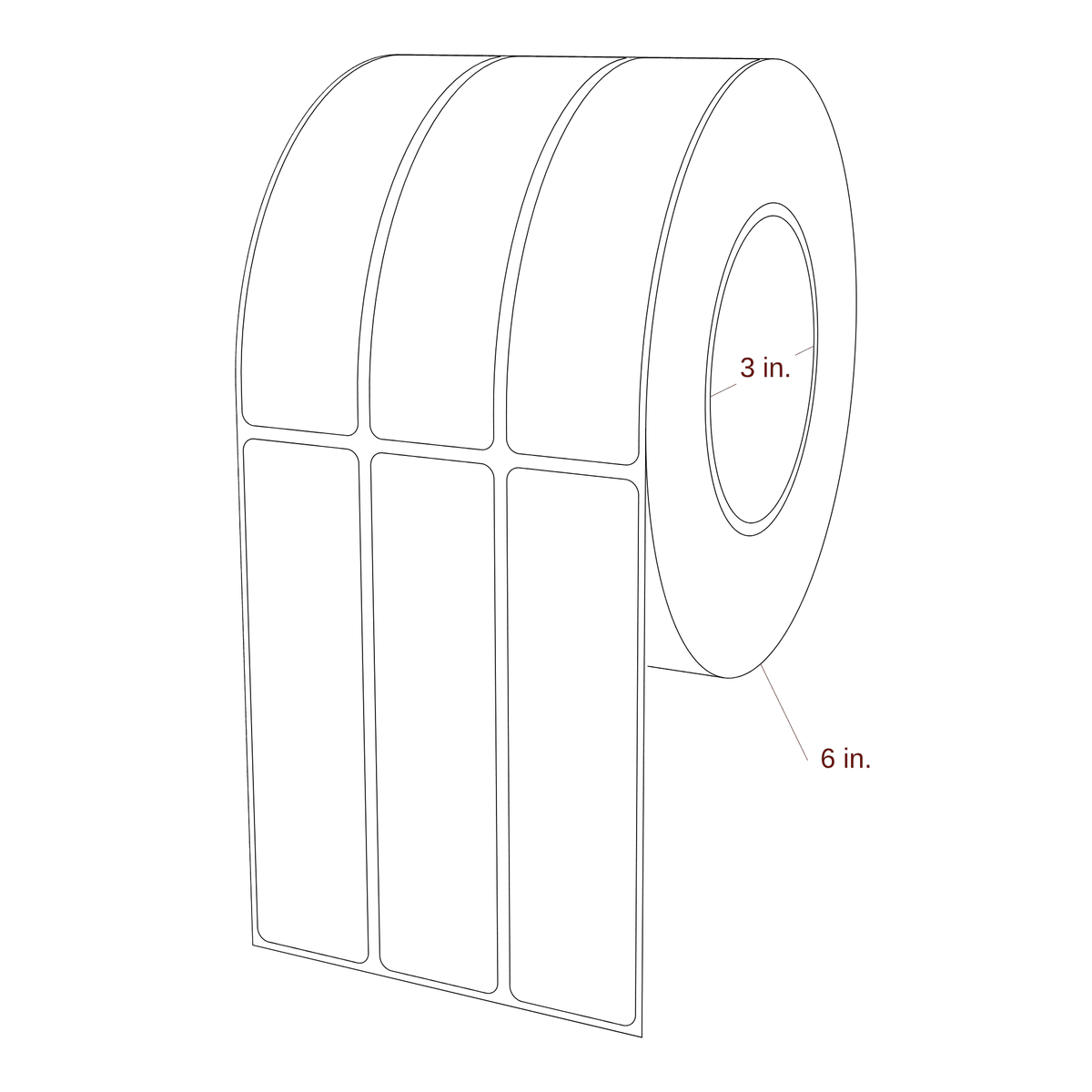 1.25" x 5" Rectangle Roll for Epson ColorWorks & Primera Printers; 1.25" x 5" Rectangle Label Diagram