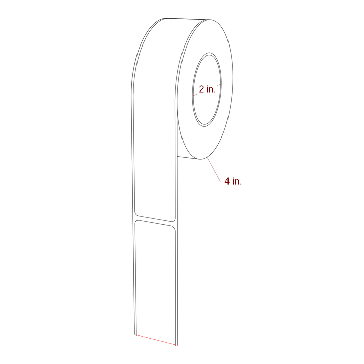 1.25 Inch x 6.5 Inch Rectangle Inkjet Label Roll - 2 Inch Core - 4 Inch Roll OD - 3D Perspective