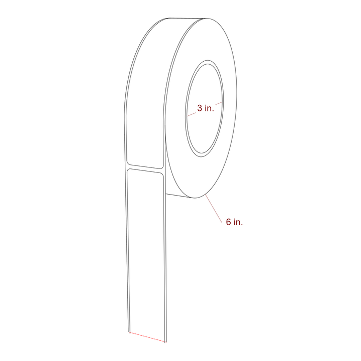 1.25" x 6" Rectangle Roll for Epson ColorWorks & Primera Printers; 1.25" x 6" Rectangle Label Diagram