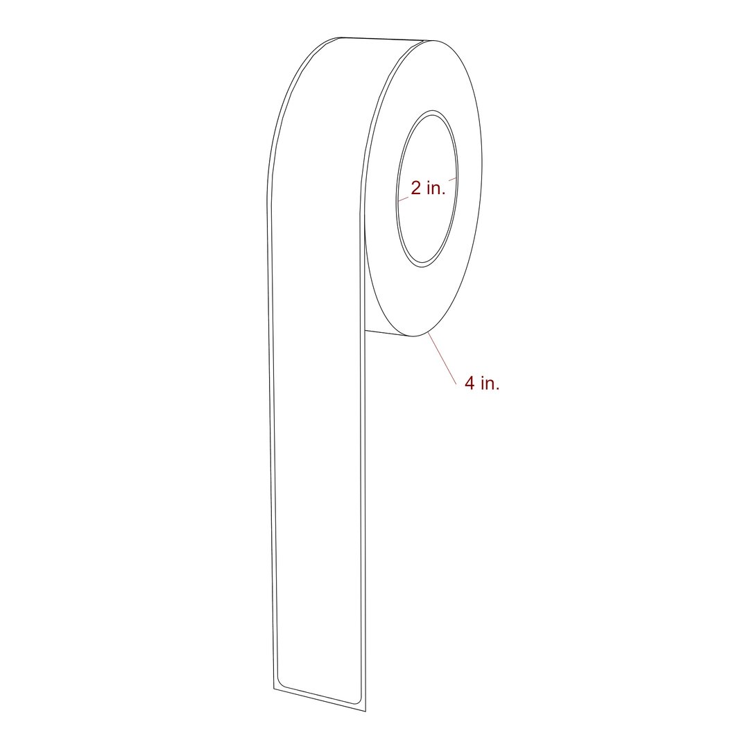 1.25 Inch x 9.75 Inch Rectangle Inkjet Label Roll - 2 Inch Core - 4 Inch Roll OD - 3D Perspective