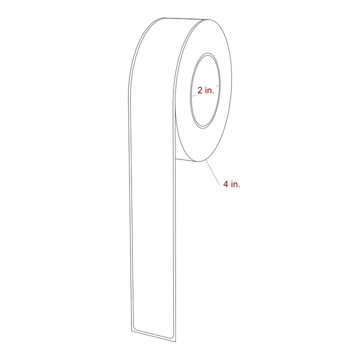 1.25 Inch x 9.75 Inch Rectangle Inkjet Label Roll - 2 Inch Core - 4 Inch Roll OD - 3D Perspective