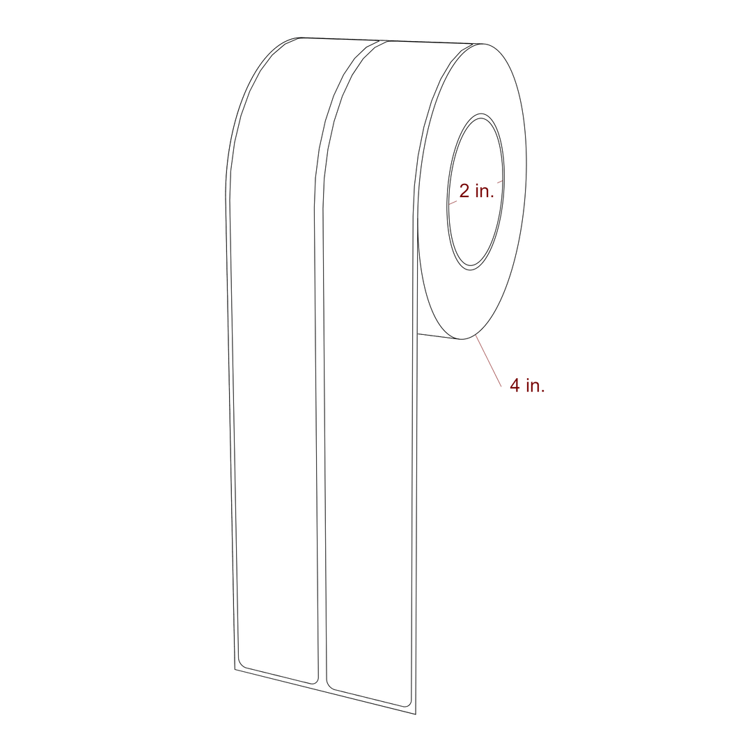 1.25 Inch x 9.75 Inch Rectangle Inkjet Label Roll - 2 Inch Core - 4 Inch Roll OD - 2Up - 3D Perspective