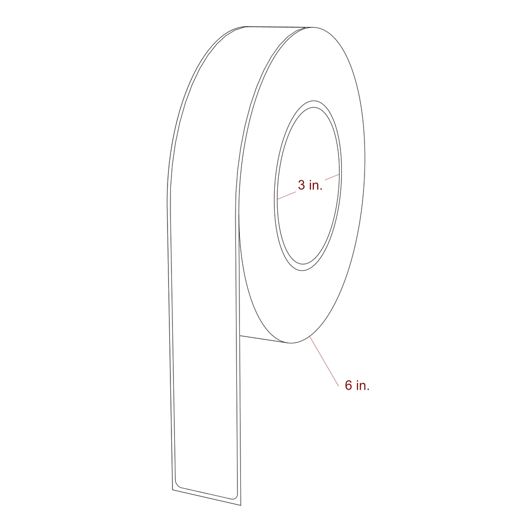 1.25 Inch x 9.75 Inch Rectangle Inkjet Label Roll - 3 Inch Core - 6 Inch Roll OD - 3D Perspective