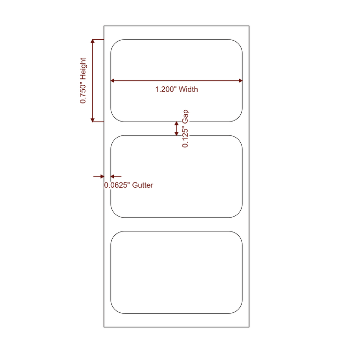 1.2" x 0.75" Rectangle Roll for Epson ColorWorks Printers; 1.2" x 0.75" Rectangle Label Diagram