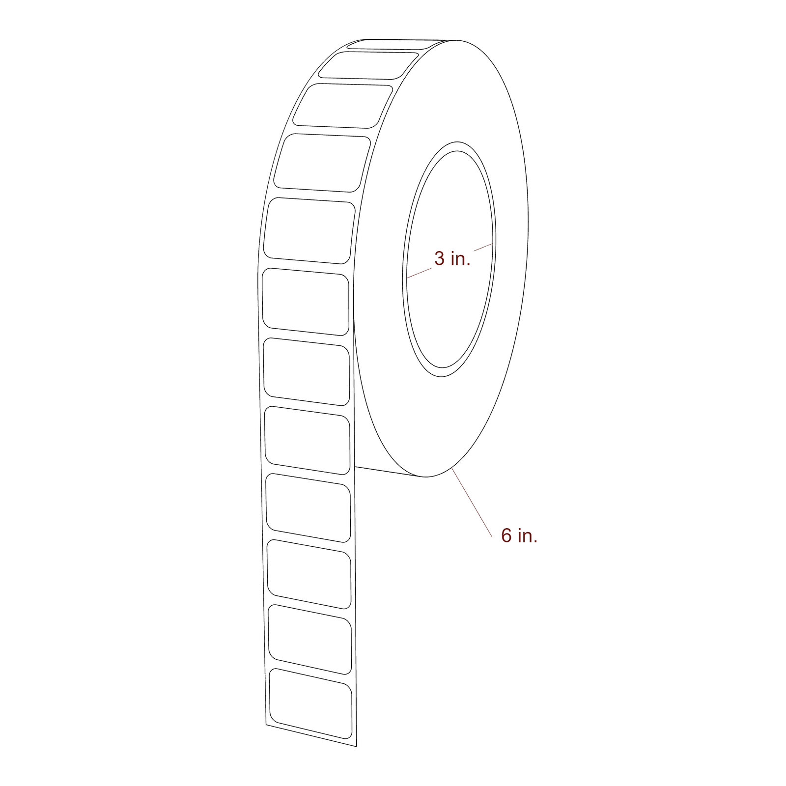 1.2" x 0.75" Rectangle Roll for Epson ColorWorks Printers; 1.2" x 0.75" Rectangle Label Diagram