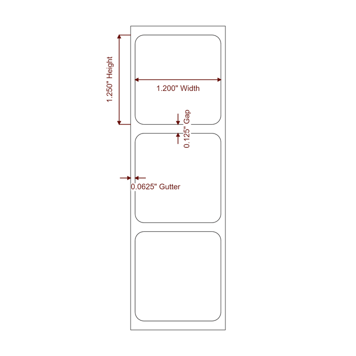 1.2" x 1.25" Rectangle Roll for Epson ColorWorks Printers; 1.2" x 1.25" Rectangle Label Diagram