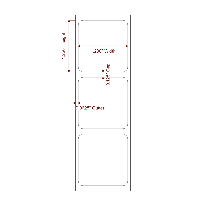 1.2" x 1.25" Inkjet Label Rolls | Fits Epson ColorWorks - Label Diagram