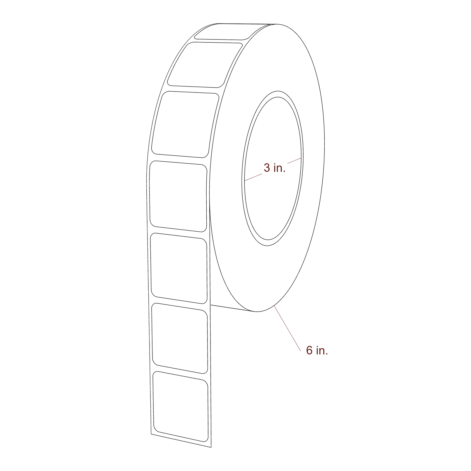 1.2" x 1.25" Rectangle Roll for Epson ColorWorks Printers; 1.2" x 1.25" Rectangle Label Diagram