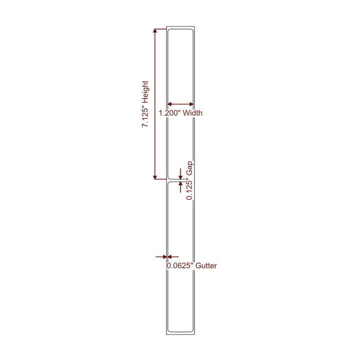 1.2" x 7.125" Rectangle Roll for Epson ColorWorks & Primera Printers; 1.2" x 7.125" Rectangle Label Diagram