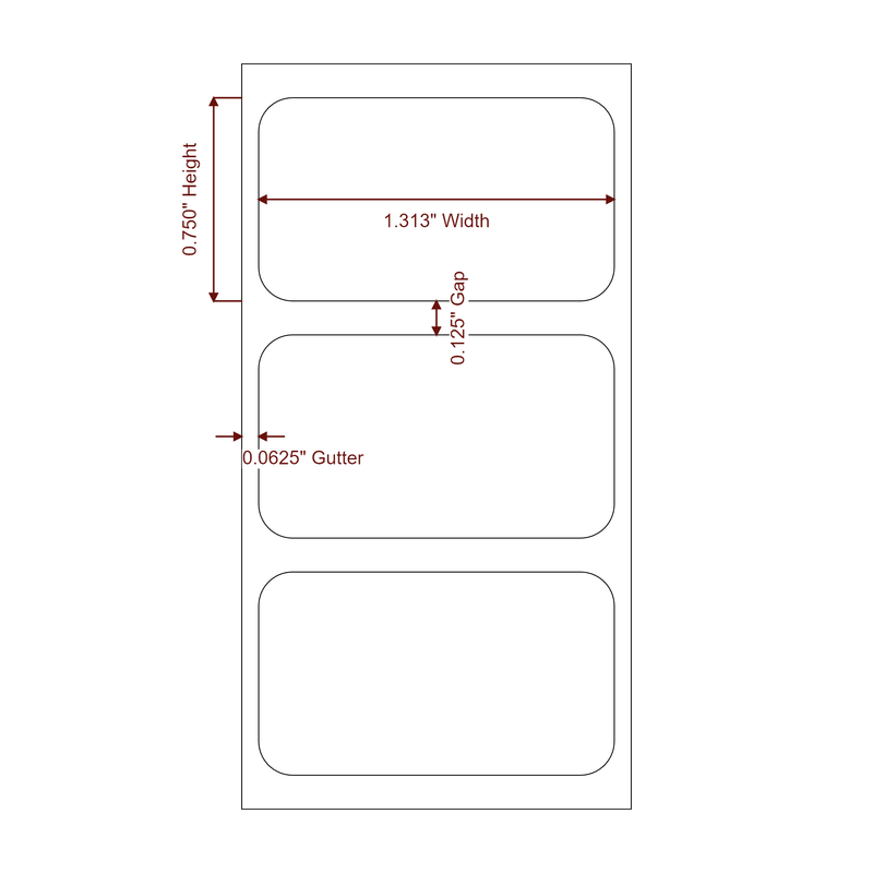 1.3125" x 0.75" Inkjet Label Rolls | Fits Epson ColorWorks & Primera - Label Diagram