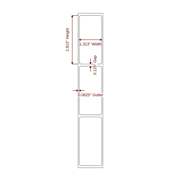 1.313" x 2.8125" Rectangle Roll for Epson ColorWorks Printers; 1.313" x 2.8125" Rectangle Label Diagram