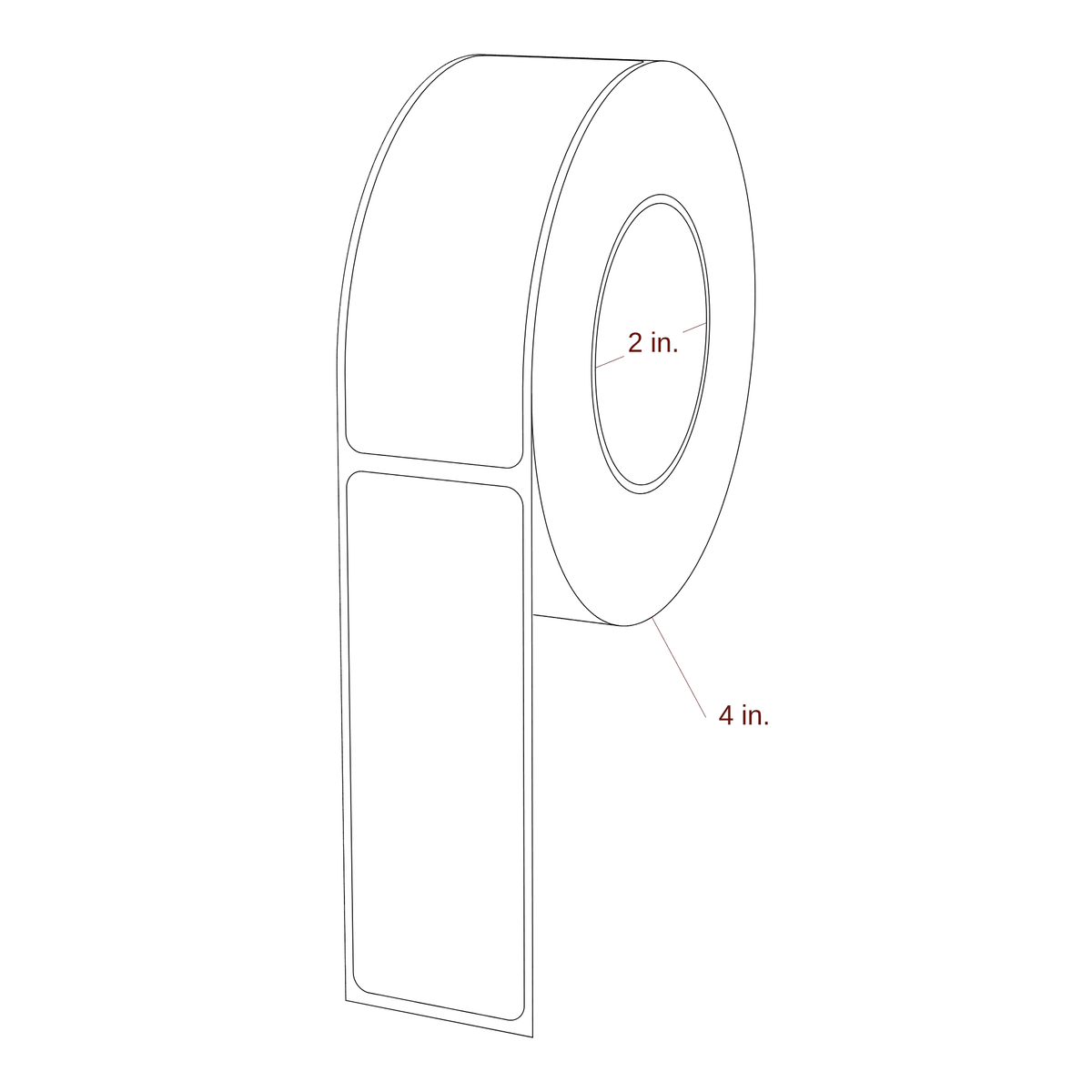 1.313" x 3.6875" Rectangle Roll for Epson ColorWorks & Primera Printers; 1.313" x 3.6875" Rectangle Label Diagram