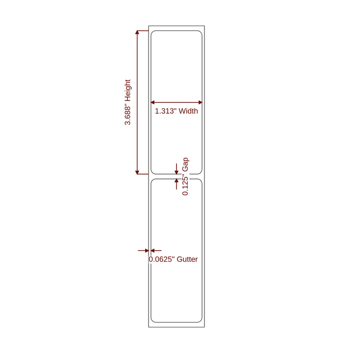 1.313" x 3.6875" Rectangle Roll for Epson ColorWorks & Primera Printers; 1.313" x 3.6875" Rectangle Label Diagram