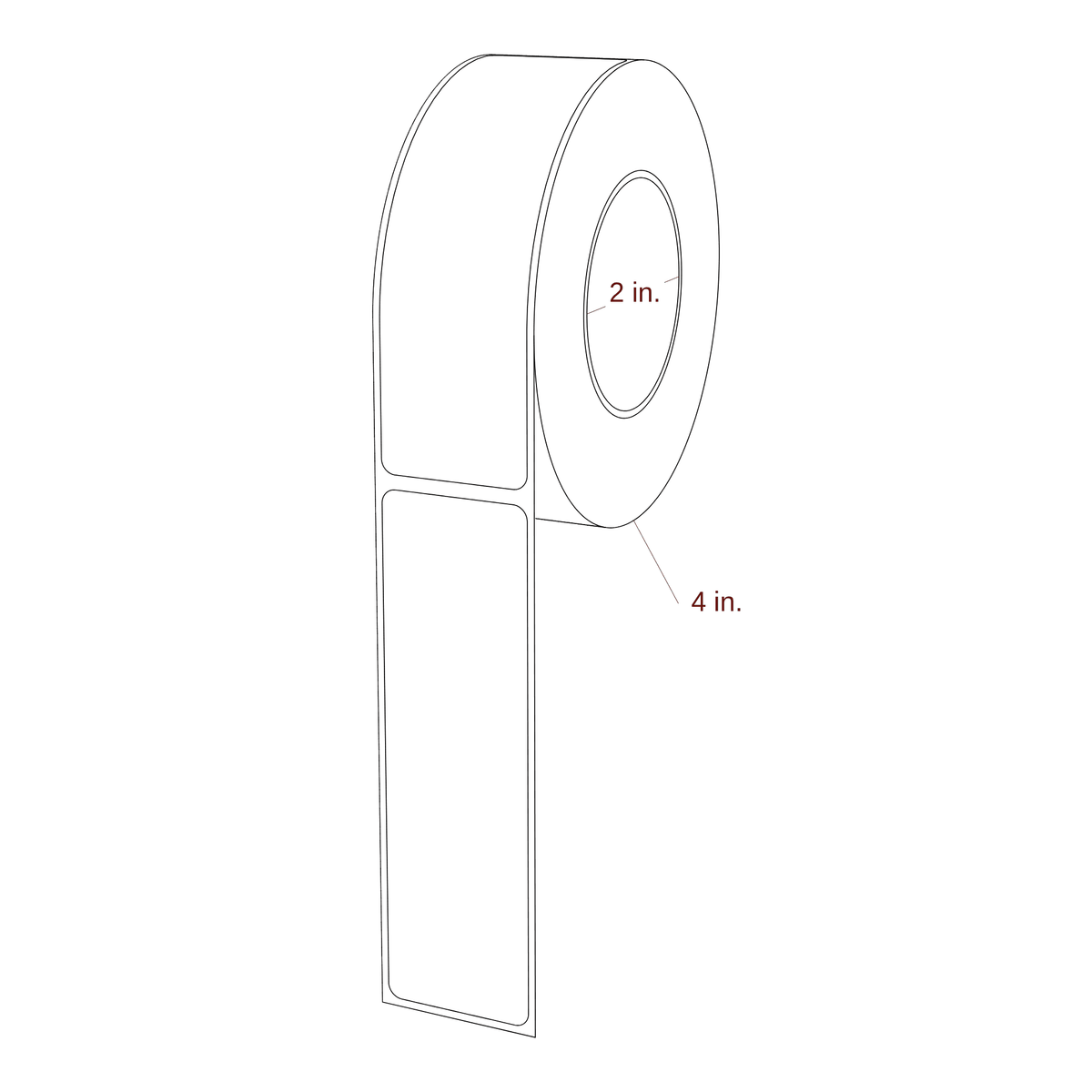 1.313" x 4.4375" Rectangle Roll for Epson ColorWorks & Primera Printers; 1.313" x 4.4375" Rectangle Label Diagram