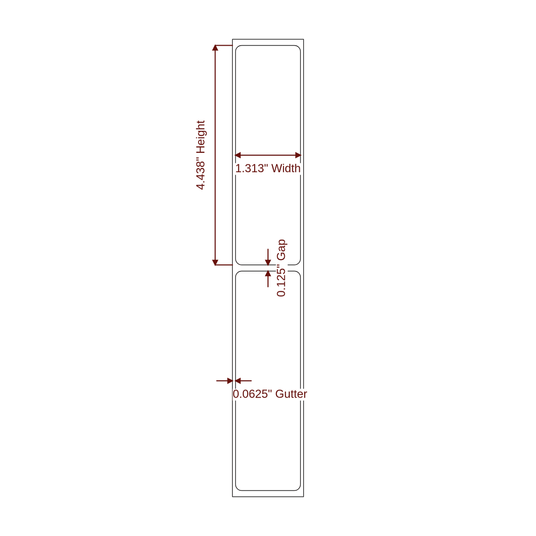 1.313" x 4.4375" Rectangle Roll for Epson ColorWorks & Primera Printers; 1.313" x 4.4375" Rectangle Label Diagram