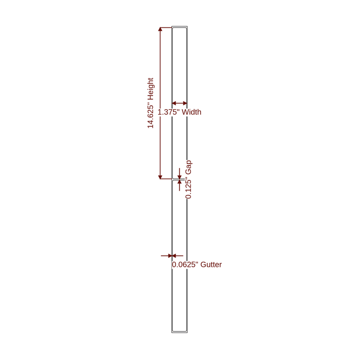 1.375" x 14.625" Rectangle Roll for Epson ColorWorks & Primera Printers; 1.375" x 14.625" Rectangle Label Diagram