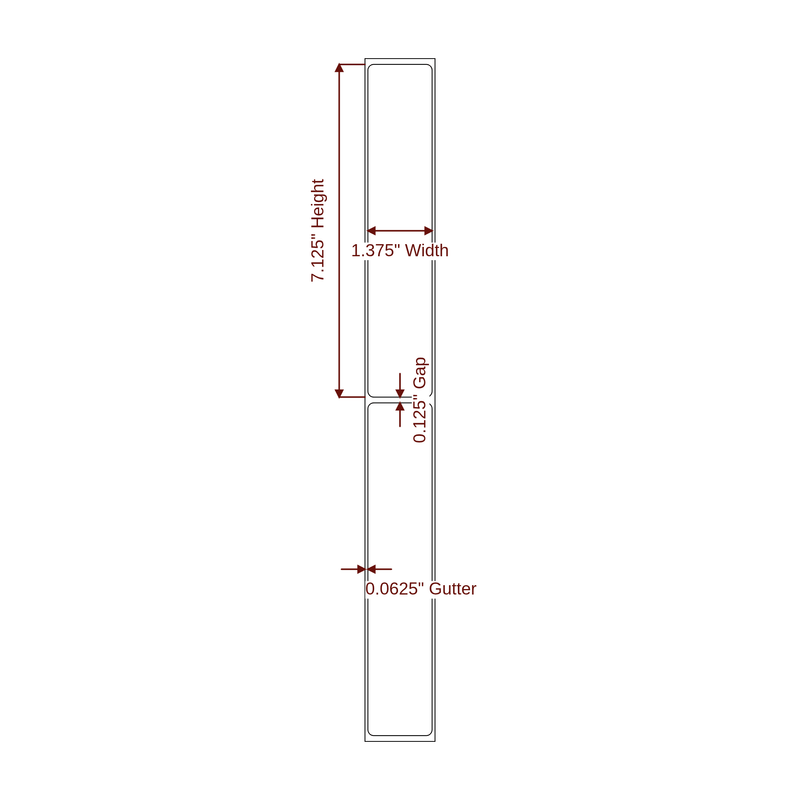 1.375" x 7.125" Inkjet Label Rolls | Fits Epson ColorWorks - Label Diagram