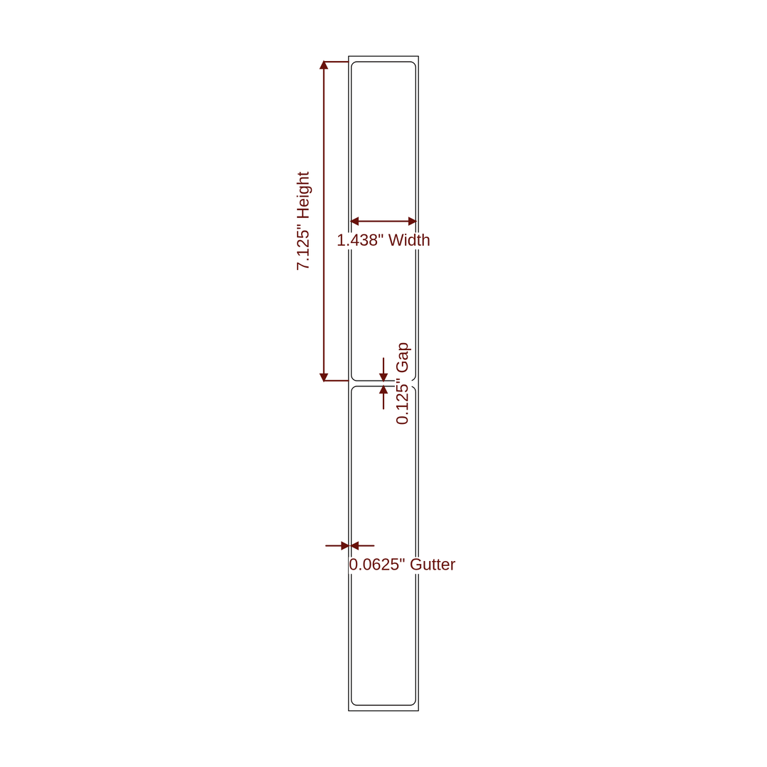 1.438" x 7.125" Rectangle Roll for Epson ColorWorks Printers; 1.438" x 7.125" Rectangle Label Diagram
