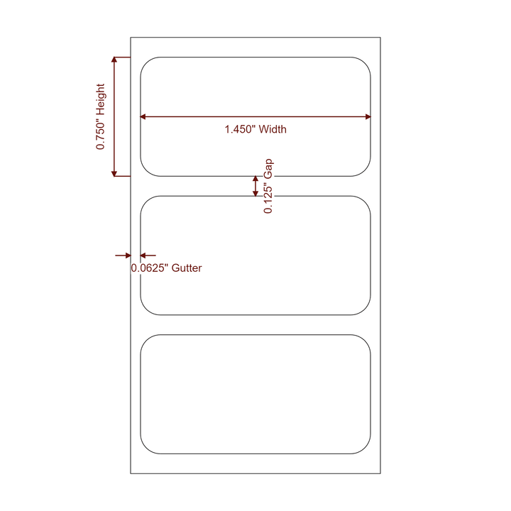 1.45" x 0.75" Rectangle Roll for Epson ColorWorks Printers; 1.45" x 0.75" Rectangle Label Diagram