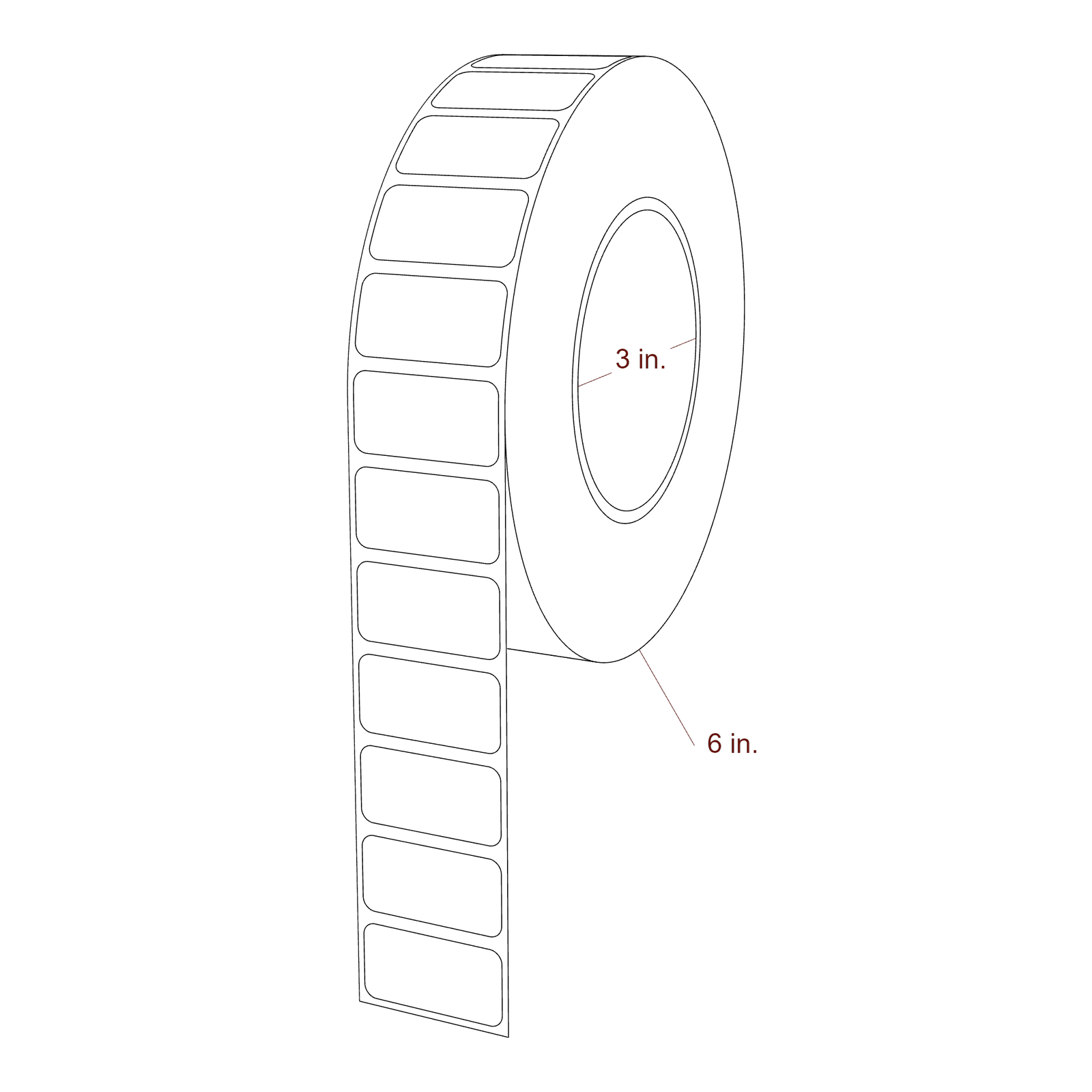 1.45" x 0.75" Rectangle Roll for Epson ColorWorks Printers; 1.45" x 0.75" Rectangle Label Diagram