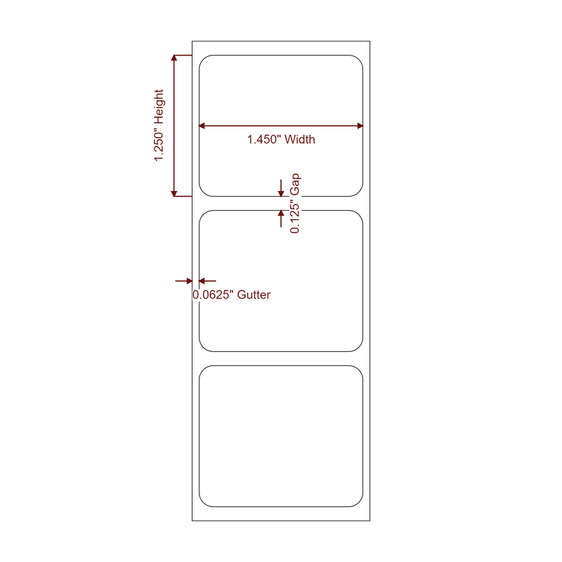 1.45" x 1.25" Inkjet Label Rolls | Fits Epson ColorWorks - Label Diagram