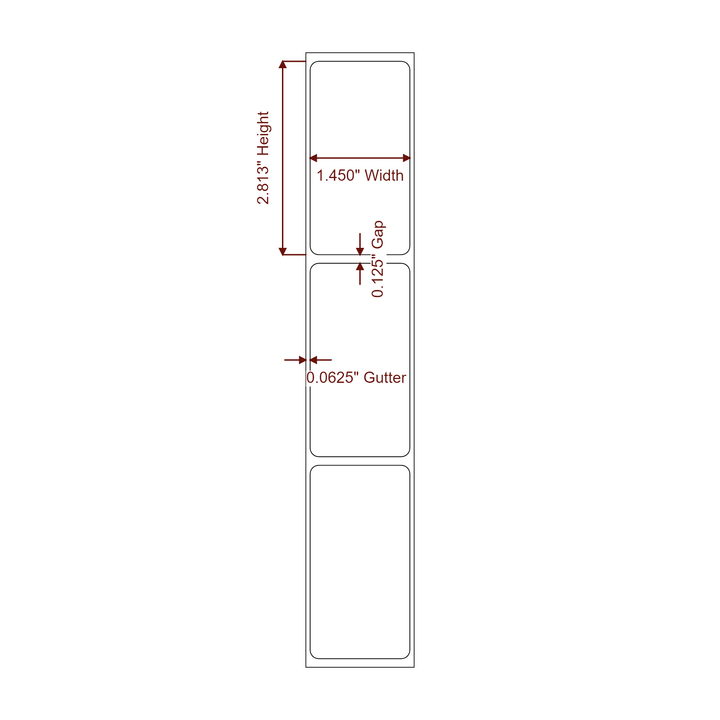 1.45" x 2.8125" Rectangle Roll for Epson ColorWorks Printers; 1.45" x 2.8125" Rectangle Label Diagram