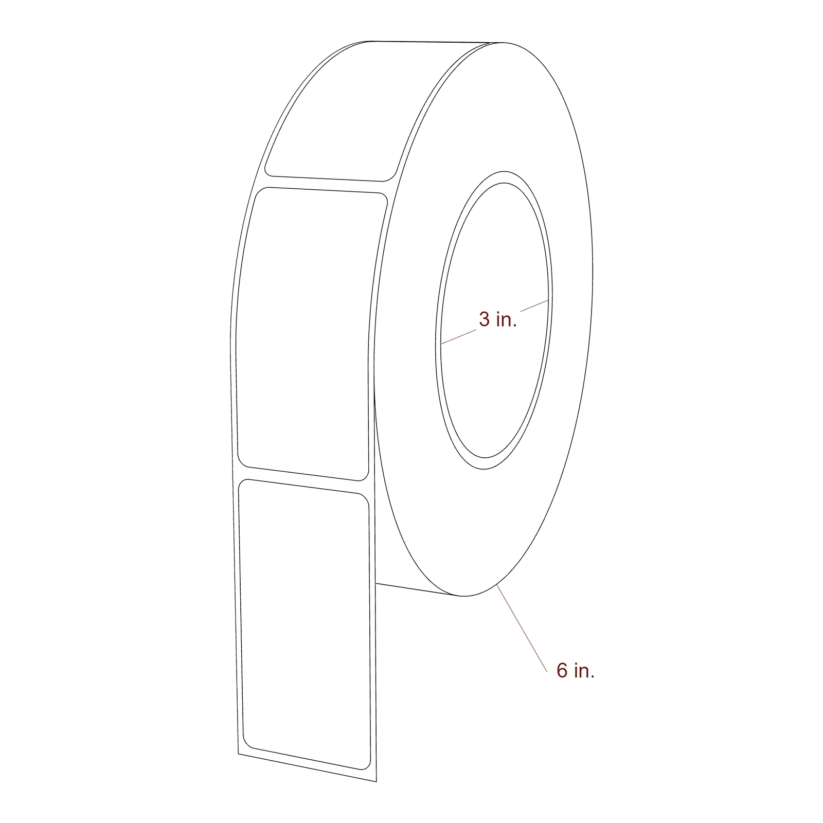 1.45" x 2.8125" Rectangle Roll for Epson ColorWorks Printers; 1.45" x 2.8125" Rectangle Label Diagram