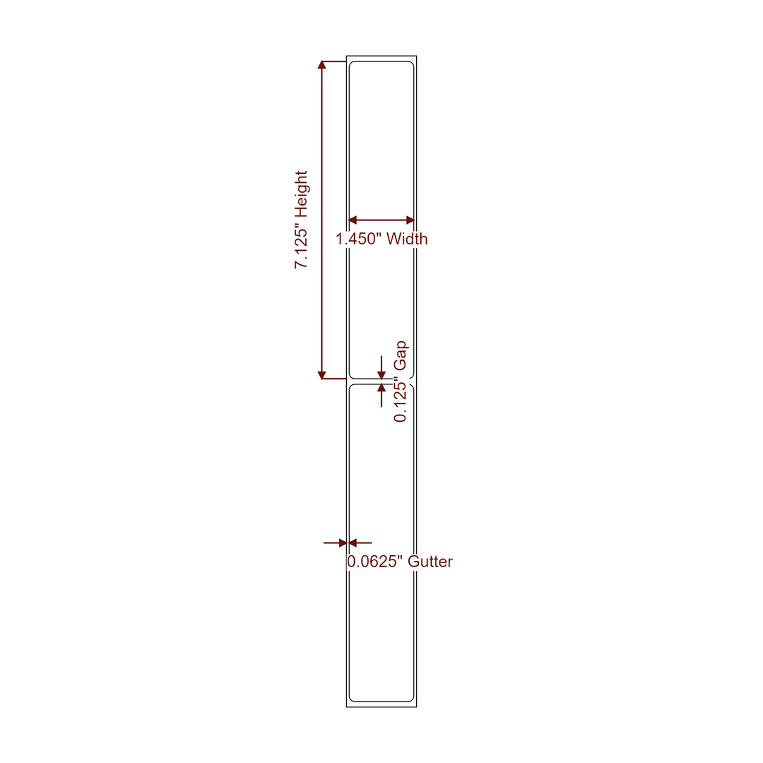 1.45" x 7.125" Rectangle Roll for Epson ColorWorks & Primera Printers; 1.45" x 7.125" Rectangle Label Diagram