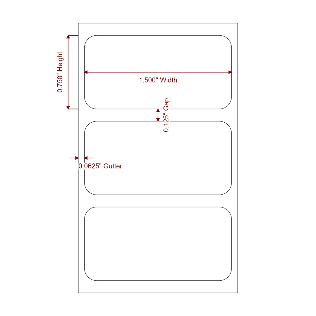1.5" x 0.75" Rectangle Roll for Epson ColorWorks & Primera Printers; 1.5" x 0.75" Rectangle Label Diagram