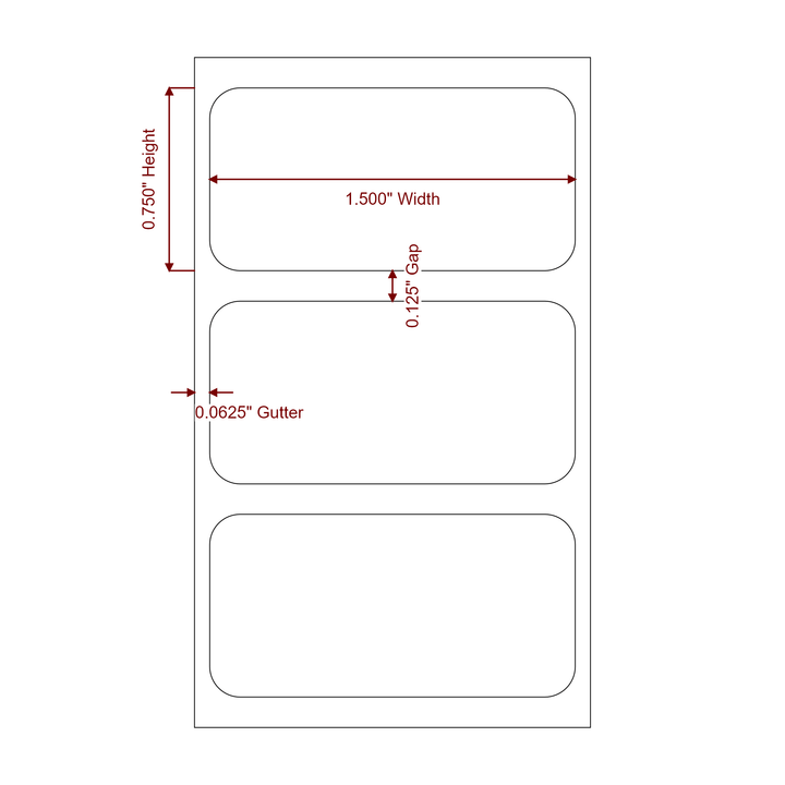 1.5" x 0.75" Rectangle Roll for Epson ColorWorks & Primera Printers; 1.5" x 0.75" Rectangle Label Diagram