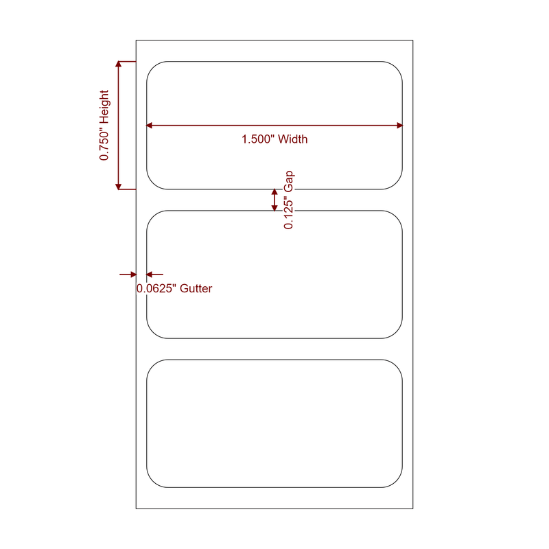 1.5" x 0.75" Inkjet Label Rolls | Fits Epson ColorWorks & Primera - Label Diagram