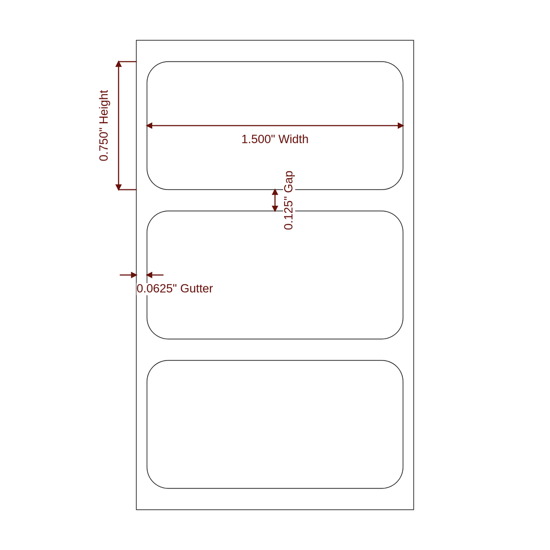 1.5" x 0.75" Rectangle Roll for Epson ColorWorks & Primera Printers; 1.5" x 0.75" Rectangle Label Diagram