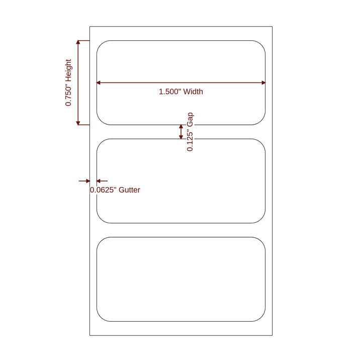 1.5" x 0.75" Rectangle Roll for Epson ColorWorks & Primera Printers; 1.5" x 0.75" Rectangle Label Diagram