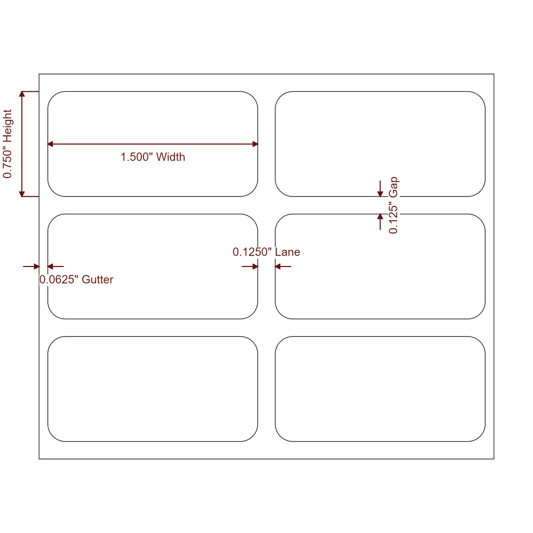 1.5" x 0.75" Rectangle Roll for Epson ColorWorks & Primera Printers; 1.5" x 0.75" Rectangle Label Diagram