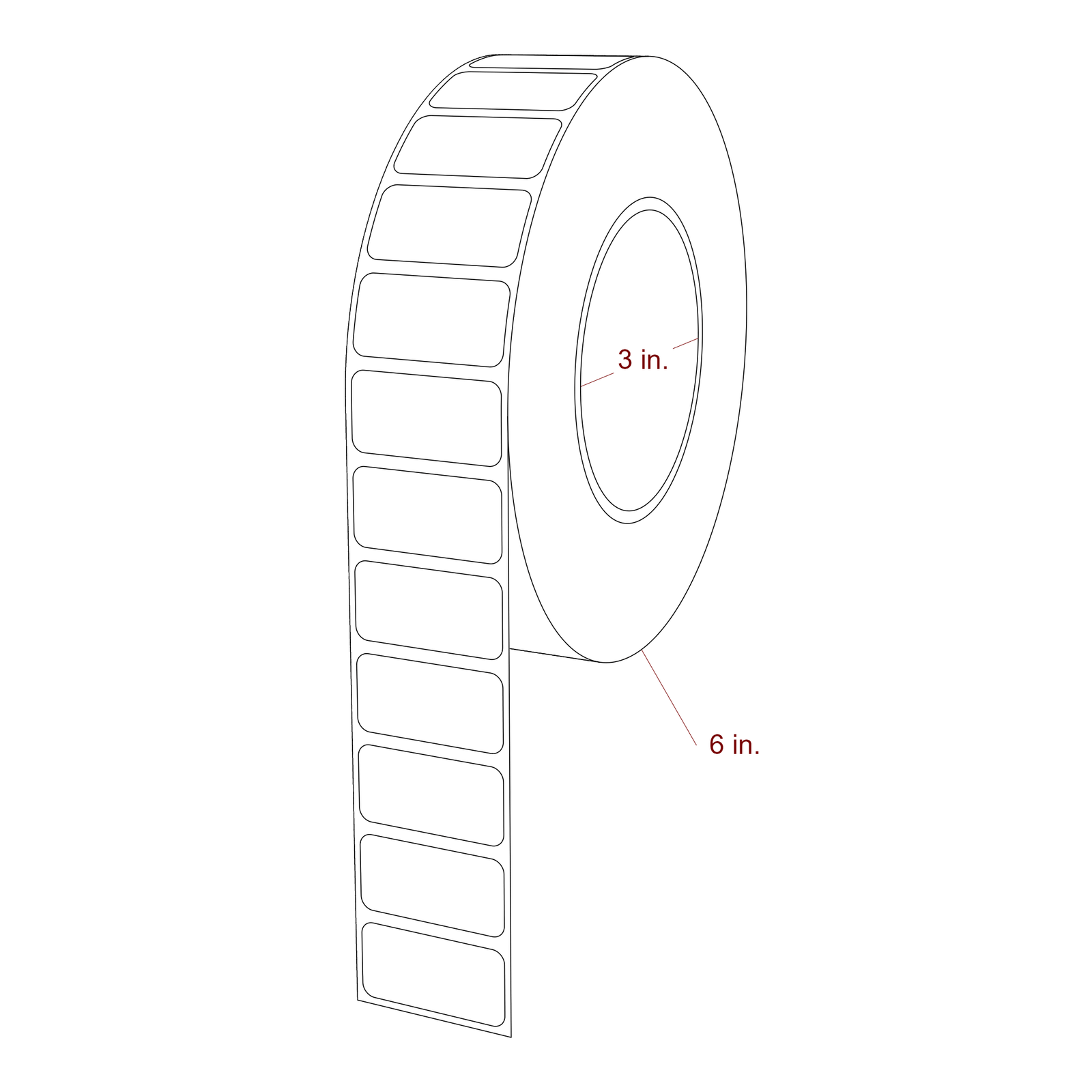 1.5" x 0.75" Rectangle Roll for Epson ColorWorks & Primera Printers; 1.5" x 0.75" Rectangle Label Diagram