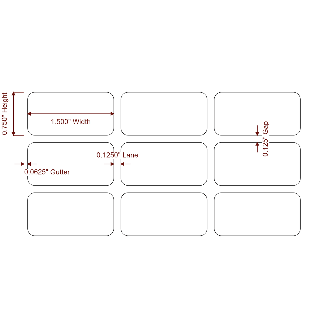 1.5" x 0.75" Rectangle Roll for Epson ColorWorks & Primera Printers; 1.5" x 0.75" Rectangle Label Diagram